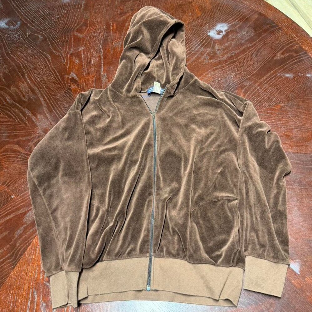 vintage brown velvet zip up jacket